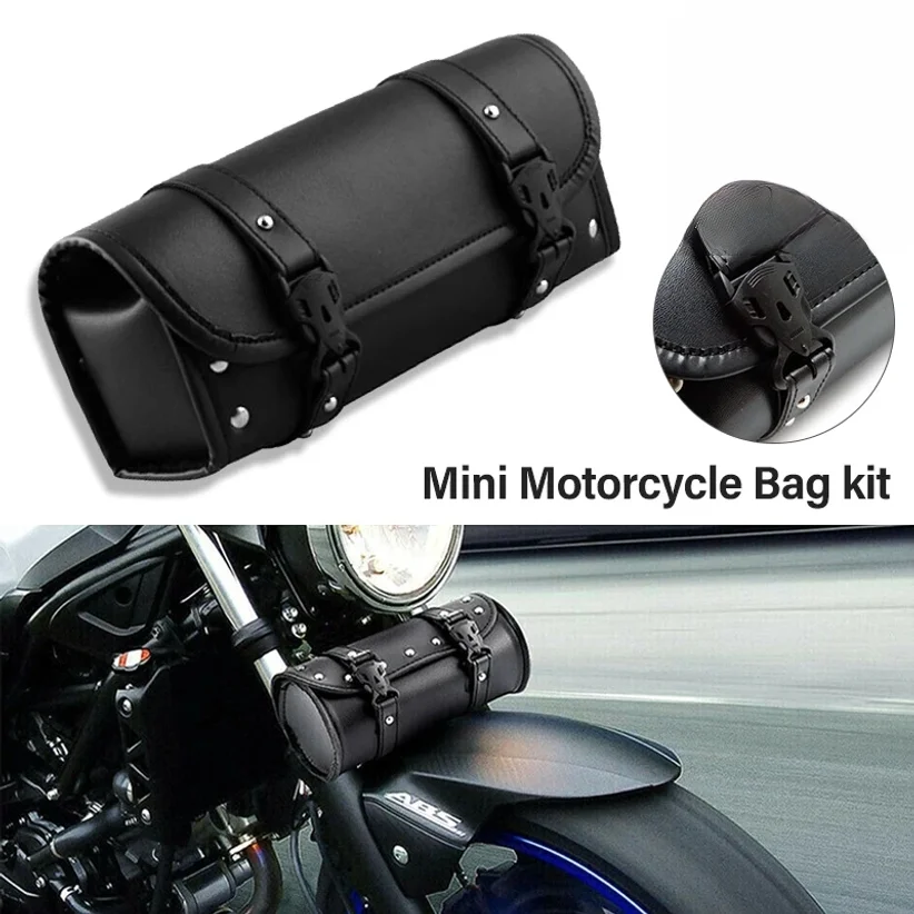 Motorcycle Saddlebags PU Leather Front Fork Tail Tool Bag Luggage For Harley Chopper Bobber Cruiser Sportster XL 883 1200 Bag