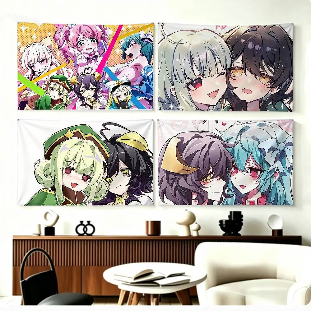 CUTE G-Gushing over Magical Girls   Flags Wall Hanging Background Art Banner for Bedroom Home Outdoor Decor