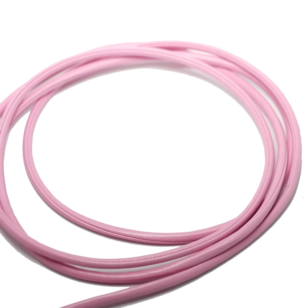 3mm Round Pink Soft Faux Leather Cord,Bond Leather Strips,Leatherette String For Bracelet Necklace Earrings Making