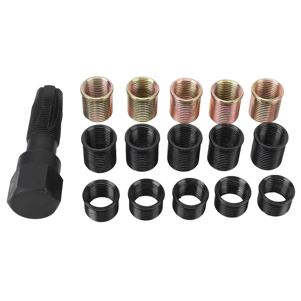 16PCS M14x1.25 Repair Size Spark Plug Thread Repair Kit M16x1.25 Tap Carbon Steel Rethreading Tool Spark Plug Hole Repair Kit