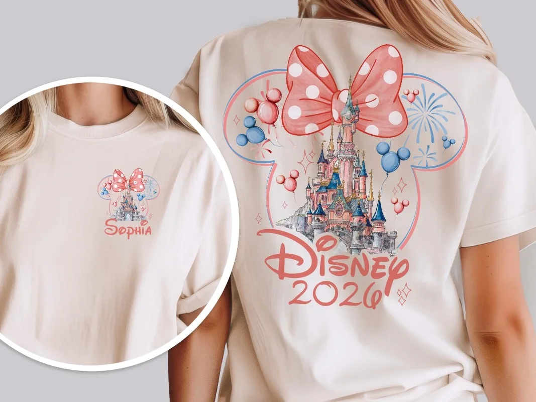 Camiseta de Algodón Cómoda con Lazo de Mickey Mouse, Estilo Casual, para Adultos, Niños, Padres e Hijos, Ropa Deportiva para Parejas, Éxito de Ventas del Verano 2026