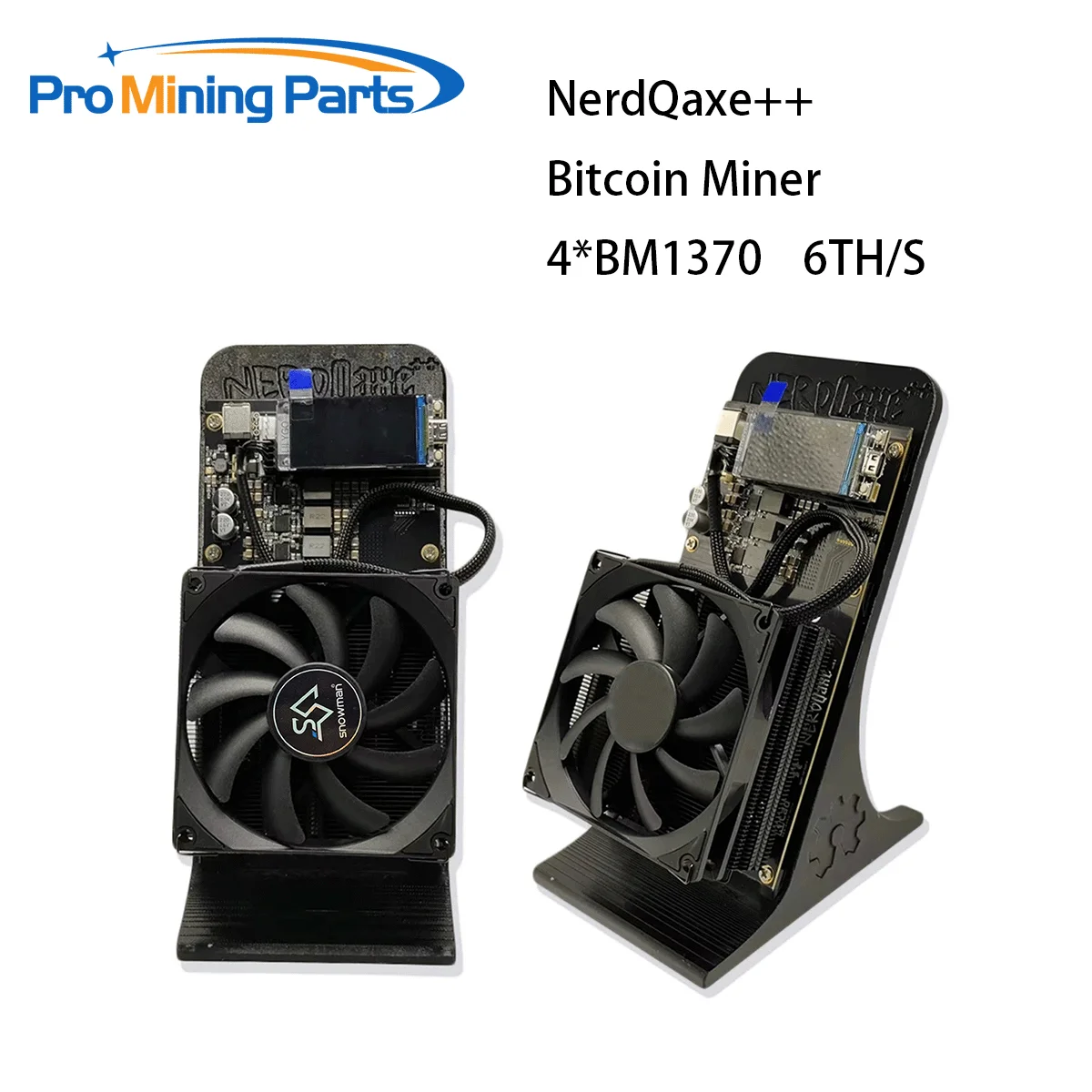 NerdQaxe Rev6.1++ 6TH/s Bitcoin Miner 75W With 4*BM1370 Asic Chips Solo BTC Mining Machine 2.4G WiFi Open-Source