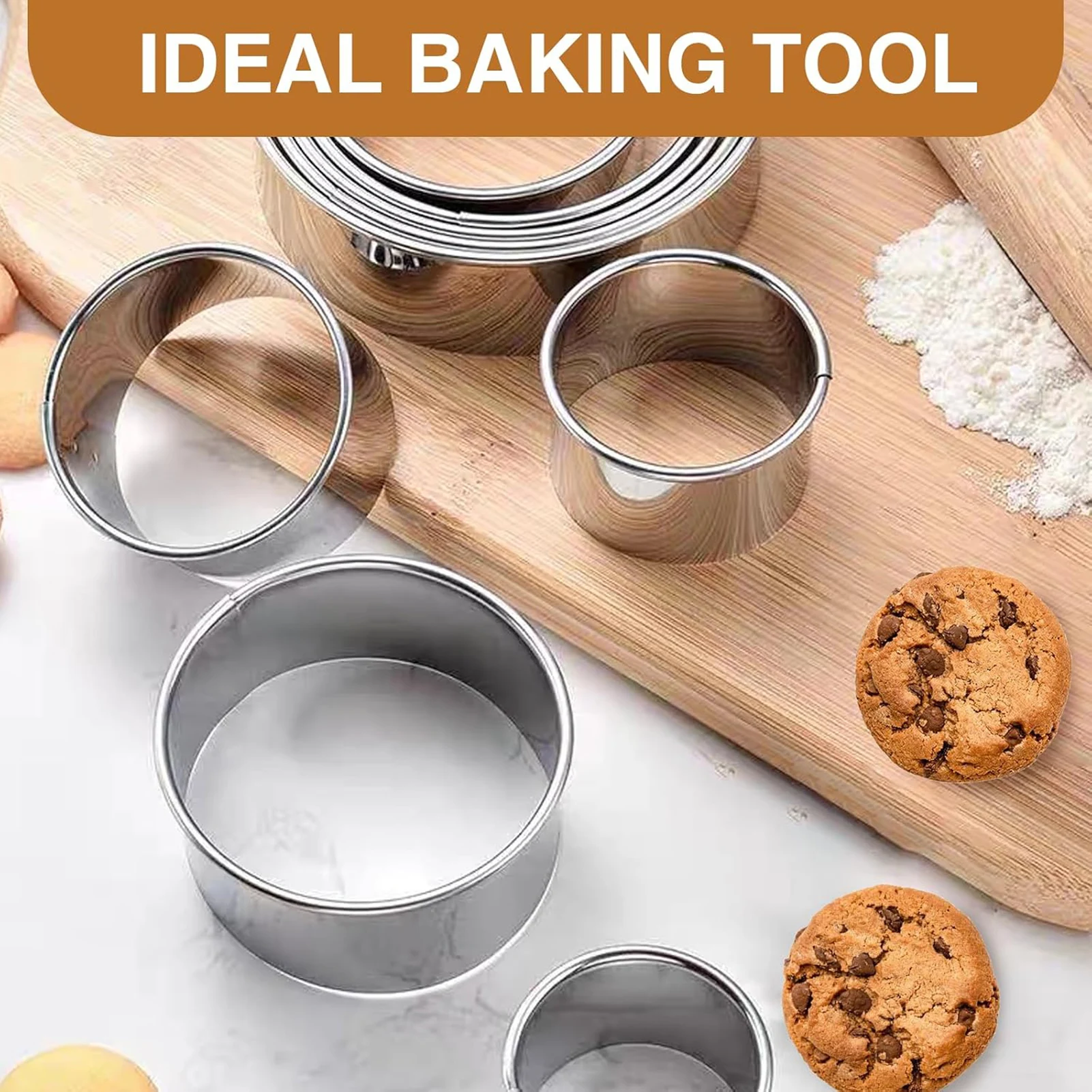 6pcs Round Cookie Cutter Set Stainless Steel Cake Ring Mold Round Circle Wedding Cake Tools Diy Cake Gum Paste Mould For Kitchen