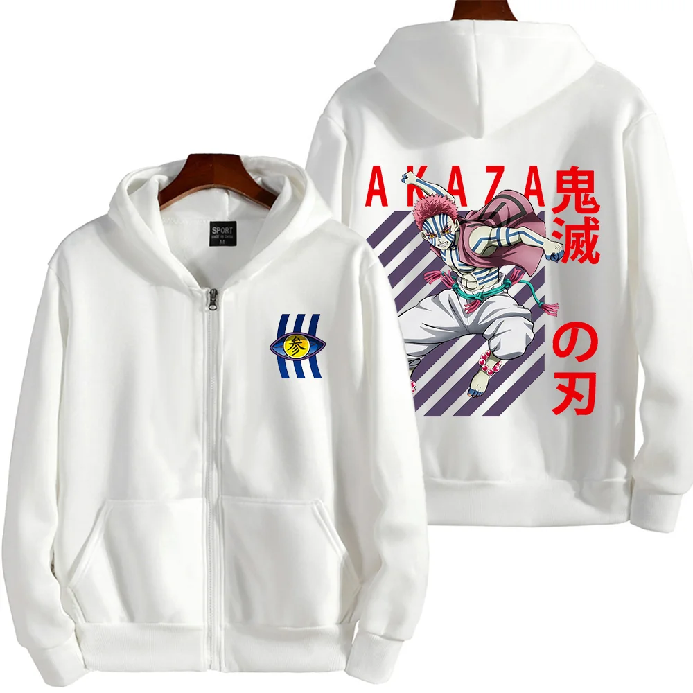 Demon Slayer Akaza Japan Anime Printed felpe con cappuccio da donna Plus Size felpe Pullover a maniche lunghe da donna