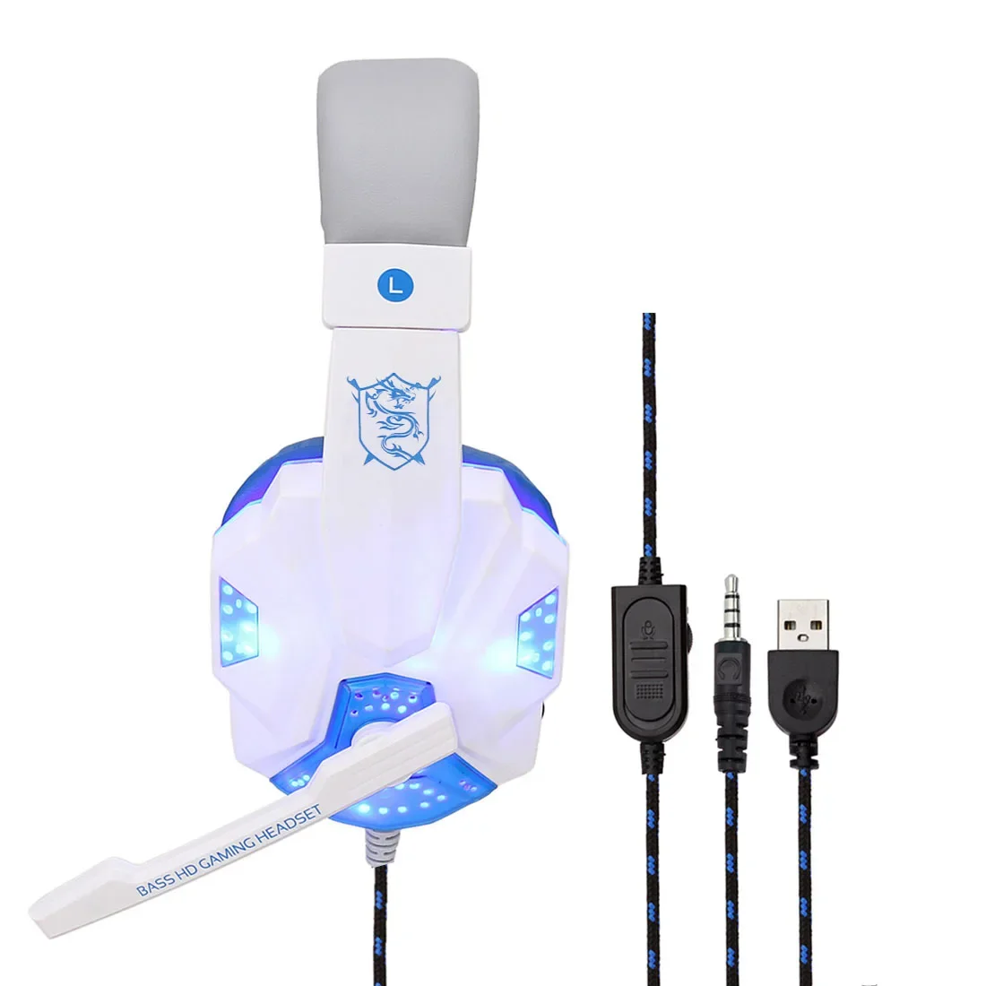 10 stks LED Licht Gaming Hoofdtelefoon Bedrade Hoofdtelefoon Met Microfoon Voor Mobiele Telefoon Diepe Bas Oortelefoon Game Player voor XBox PS4 PC Laptop