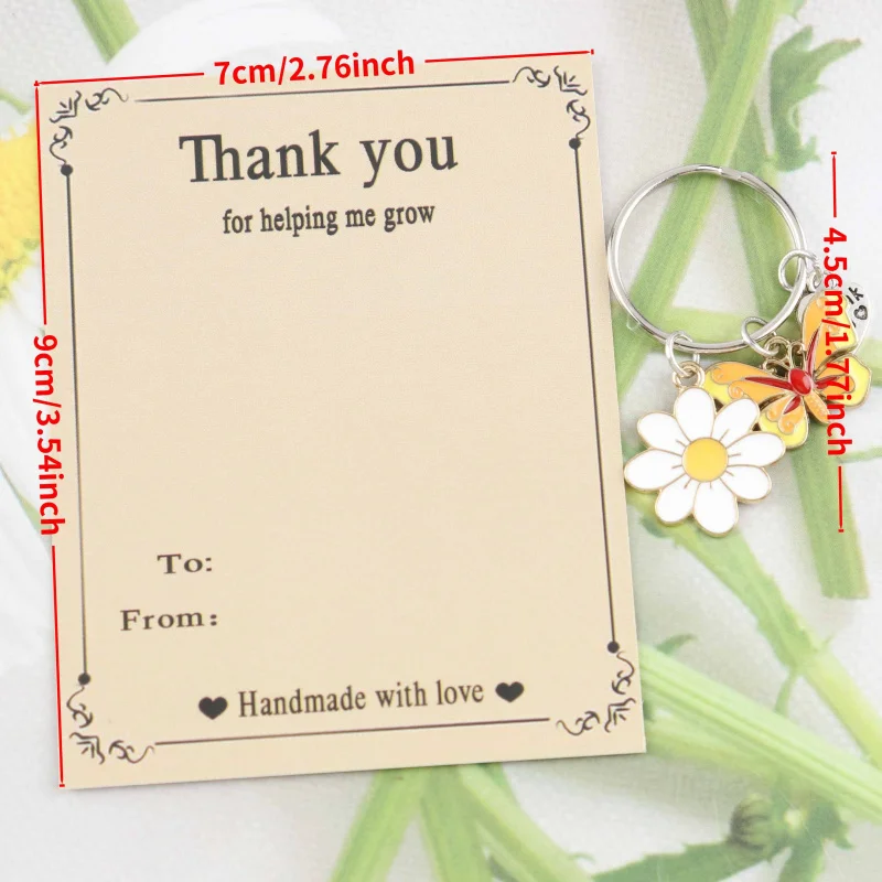 5pcs Unique and creative butterfly and daisy heart keychain set Encouragement card with thanks Decorate clothes Bag Versatile ph