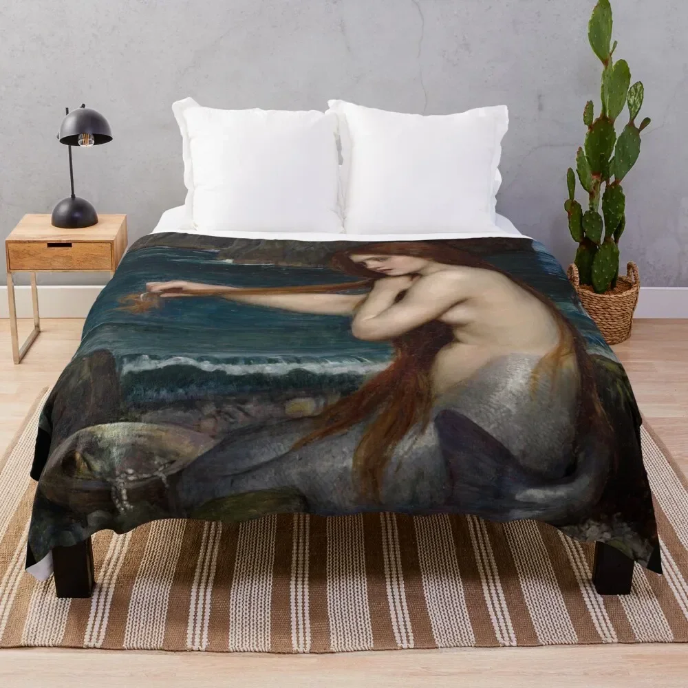 

The Mermaid - John William Waterhouse Throw Blanket Flannels Soft Luxury Brand Cute Plaid Blankets