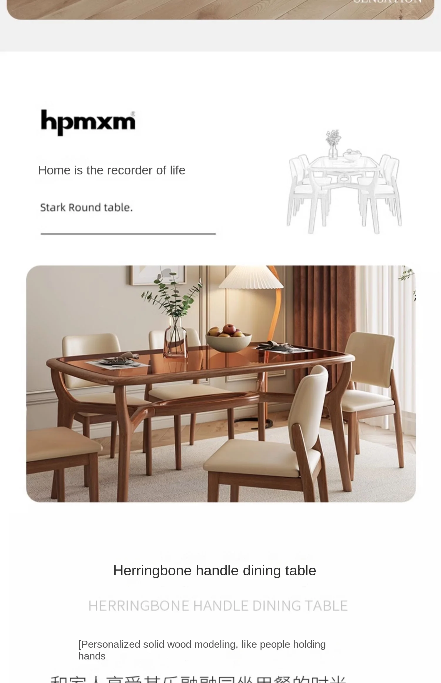 Yhl Stone Plate Solid Wood Dining Table Household Ash New Chinese Restaurant Dining Table Rectangular Dining Tables and