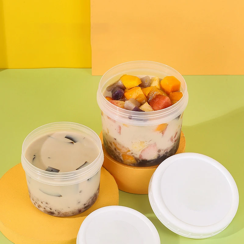 Breakfast Fruit Oat Yogurt Salad Cup With Lid Food Storage Bento Box Fitness Fat-Reduced Bowl Fruit Cup Dessert Cup