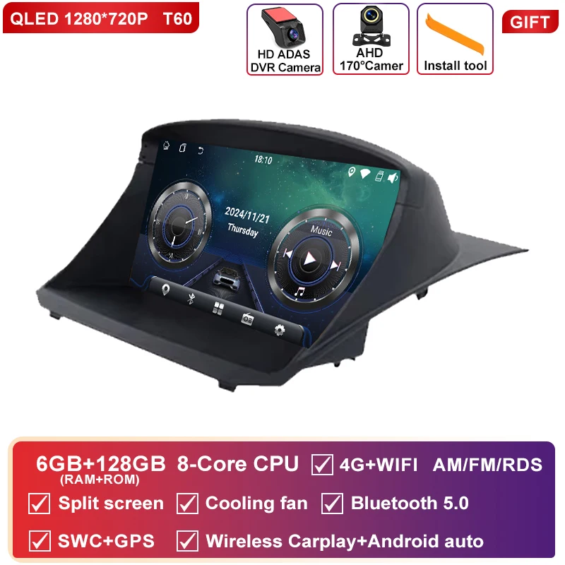 Autoradio Carplay Android Voor Ford Fiesta Mk 6/MK 7 2008-2019 Multimedia Video Player touchscreen Auto stereo Navigatie GPS