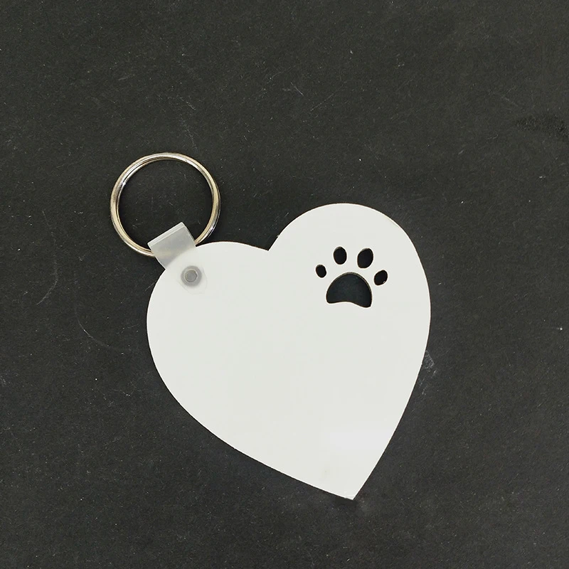 10pcs Sublimation DIY White Blank MDF Hollow Paw Print Different Bag Part Keychain