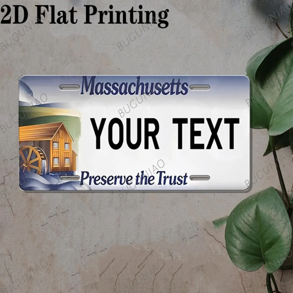 2D Flat 1pc Custom Massachusetts Plaque Decorative Only, Personalized Text Durable Wall Decor Bar Cafe Garage Home Gift