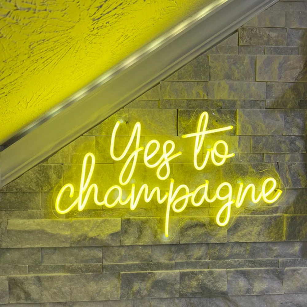 Yes To Champagne Neon Sign Custom LED Neon Light Home Bar Sign Decor Restaurant Neon Wall Art Party Event Decoration Led Lights