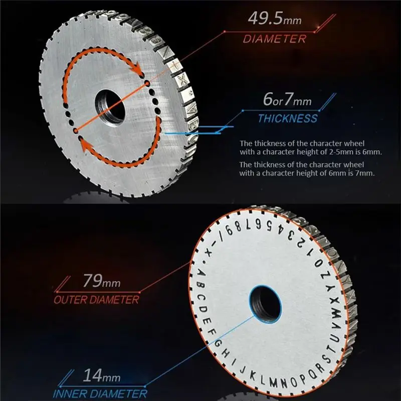A67P-Manual Marking Steel Stamp Wheel Accessories For Nameplate Metal Label Stamping Printer Machine