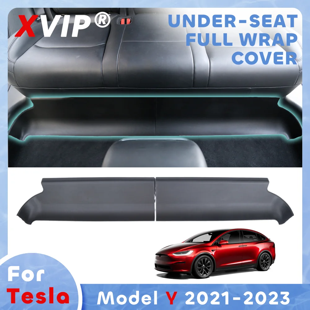 XVIP Second Row Under-Seat Foot Side Protective Mat Full Wrap Anti-Kick Pad TPE PP Interior Decoration For Tesla Model Y 2021-23