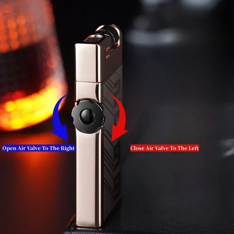 New Creative Two-way Roller Ignition Durable Metal Open Fire Inflatable Lighter Adjustable Flame Gas Lighter Men's Gift High-end