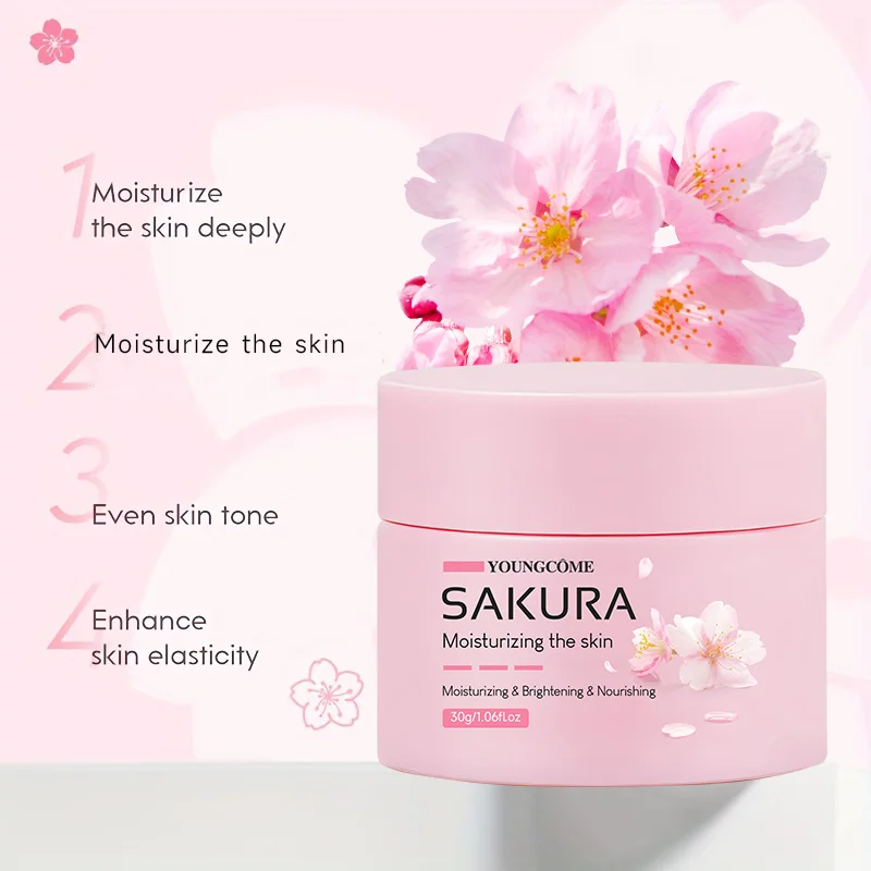 YOUNGCOME Sakura Essence Cream Cherry Blossom Facial Moisturizer for Dry & Rough Skin Anti Aging Face Lifting Wrinkle Removal