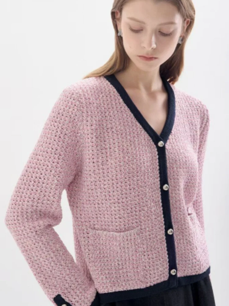 

Ele Korean Sle V-Ne Вязаный открытый кардиган на одной пуговице для похудения Цвет Blo Faionable Всесезонная повседневная одежда