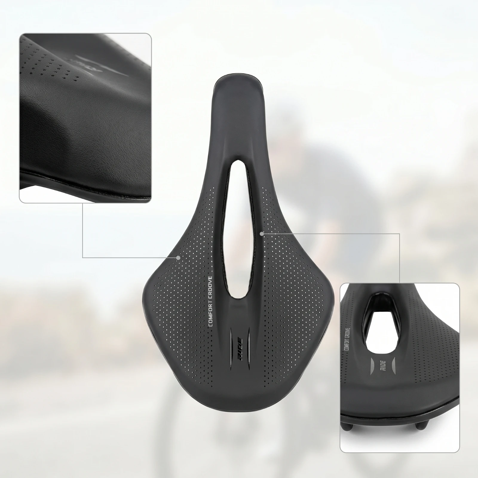 Bike Saddle with Cutout Streamlined Road Bike Saddle Cycle Seat Hollow Padded for Cyclists, Daily Commuting