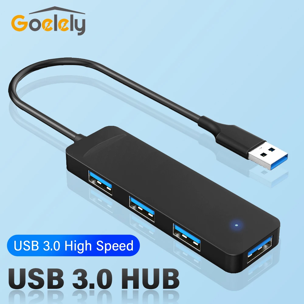 Goelely USB 3.0 HUB 4 USB 3.0 Ports High Speed Data Transfer USB HUB USB2.0 Extender Hub Splitter for Laptop Desktop 4-in-1 HUB