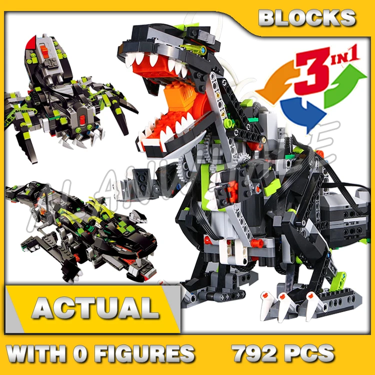 792pcs Creator 3in1 Motorized Monster Dino Roaring and Walking Dragon Spider 24010 Building Block toy Compatible with Model