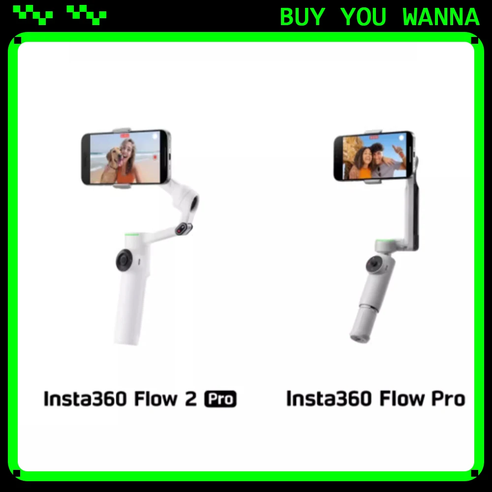 Insta360 Flow 2/Flow 2 Pro 360 Infinite Pan Активный зум Отслеживание Карманный AI Filmmaker Смартфон Дистанционное управление Режим свободного наклона Insta360 Flow 2/Flow 2 Pro 360 Infinite Pan Активный зум Отслеживание Карманный AI Filmmaker Смартфон Дистанционное управление Режим свободного наклона
