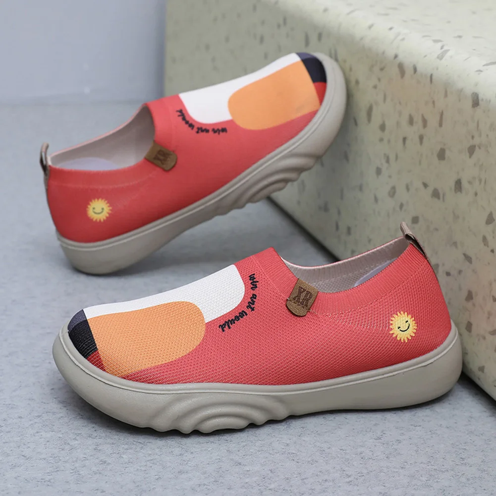Women Painted Loafers Round Toe Floral Art Sneakers Soft Sole Breathable Fashion Old Beijing Cloth Shoes Casual Walking Shoes