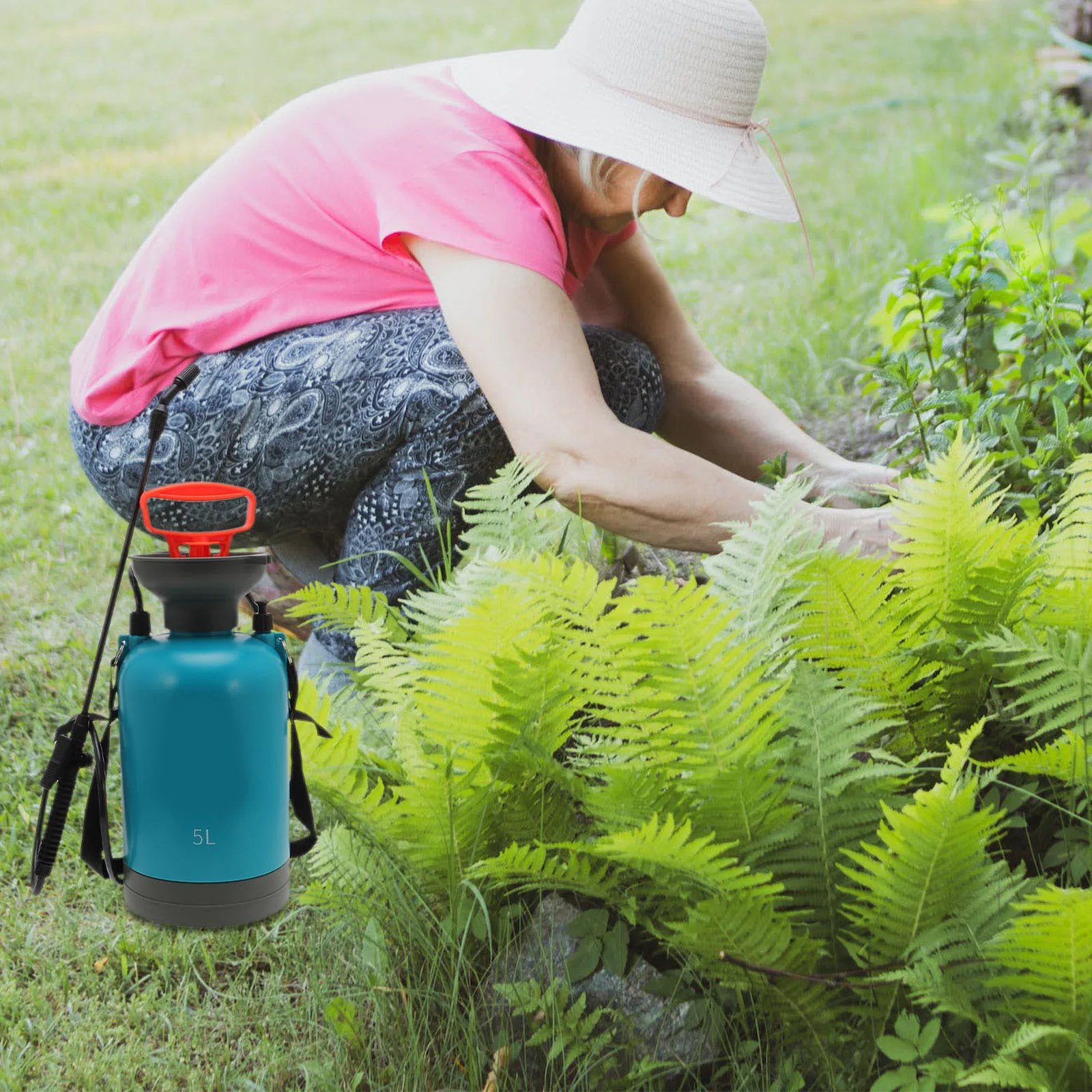 

1 шт., 5 л, распылитель под давлением, синий ручной горшок, распылитель для сада, автомойки, цветочного тумана, пластиковая лейка, легкий чайник