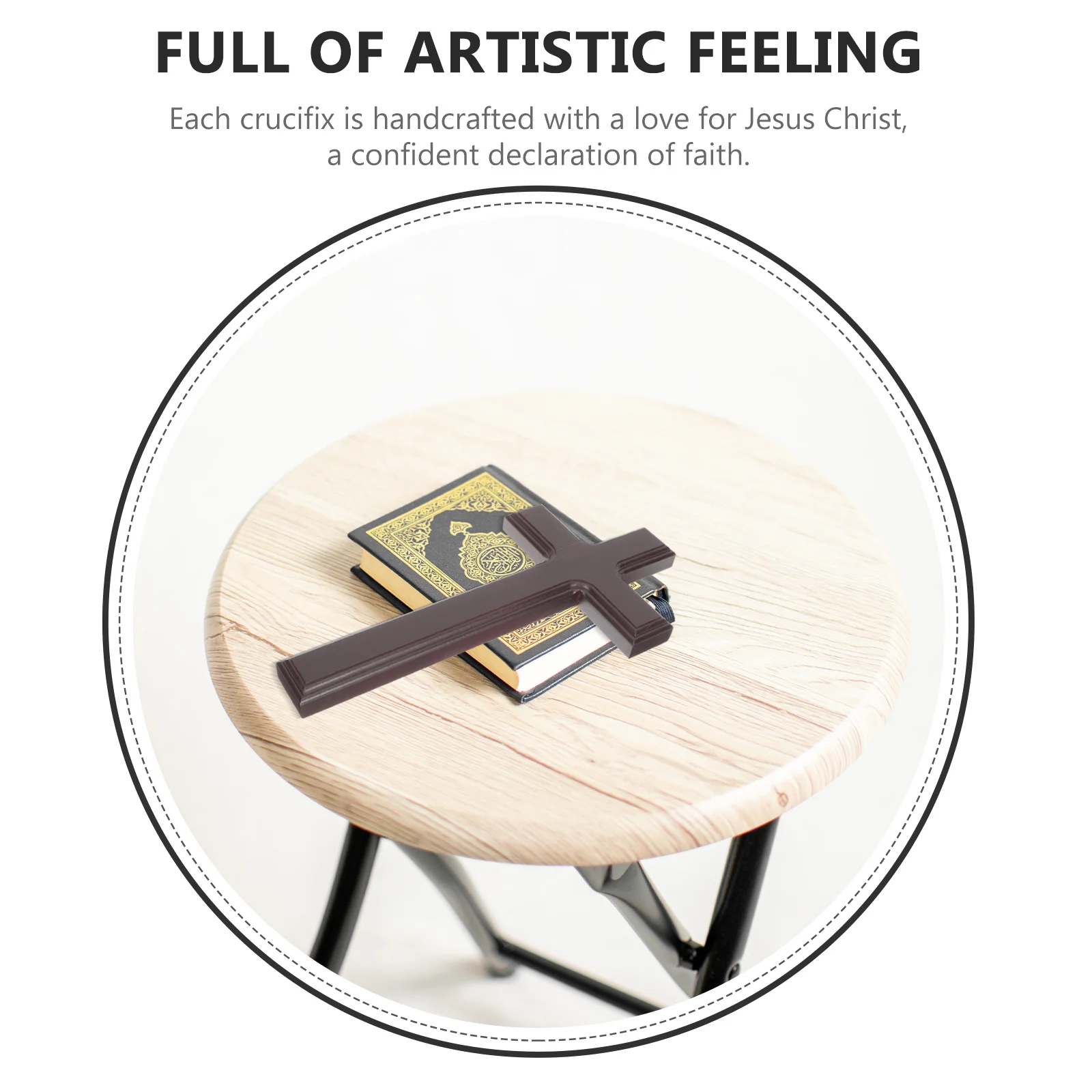 

Delicate Wooden Cross Ornament Religious Decor Home Wall Art Chic Detailed Craftsmanship Retro Style Cross Decor