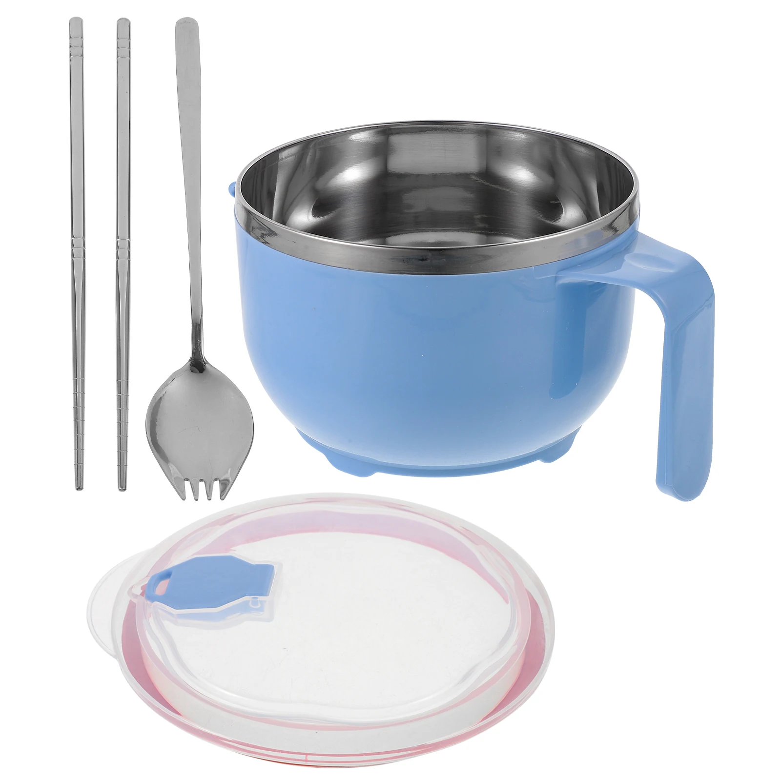 

Stainless Steel Bowl 1200ml Food Bowl Blue Large Capacity Food Containers Lid Tableware for Students Outdoor Use