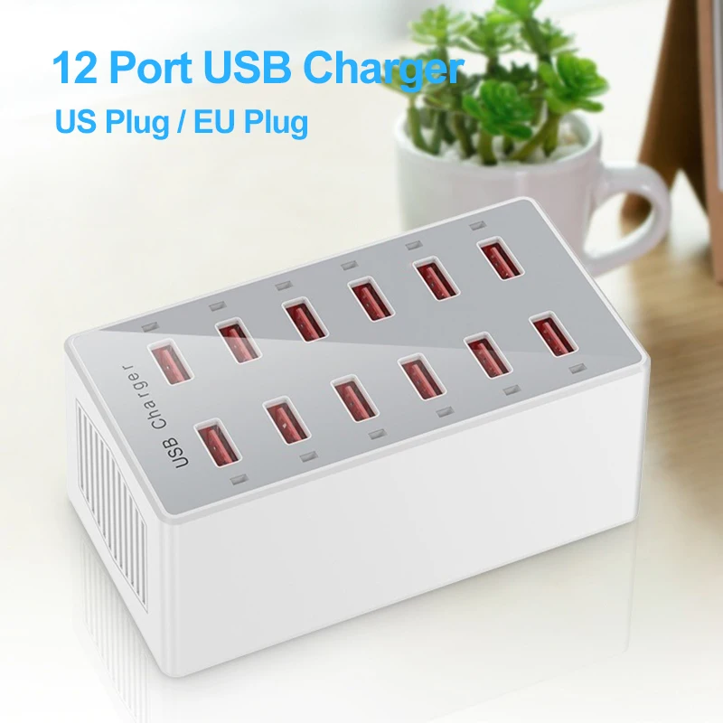 

USB 12 port charger 5V 2.4A, multi functional power adapter for iPhone/andriond/paid