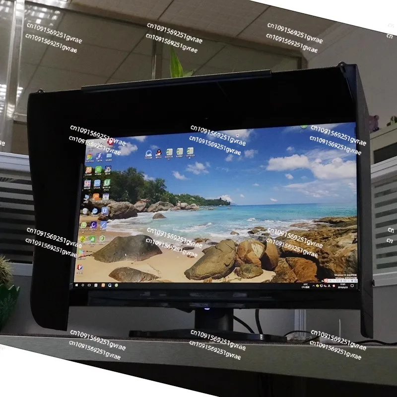Desktop Monitor Hood Anti‑Glare Sun Shade Baffle, Adjustable Width Screen Shade Cover for 17‑27 Inch Display Screen