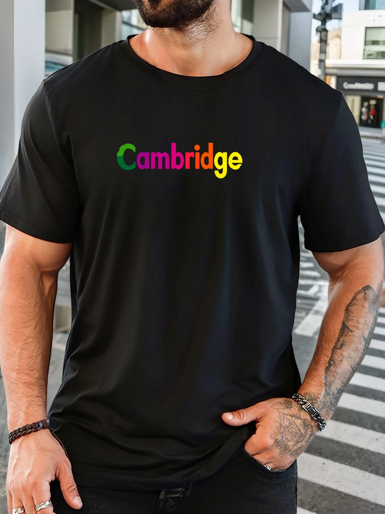 

Men's 100% Cotton Printed T-Shirt Cambridge Pattern Summer Casual Oversized Round Neck Short Sleeve Comfortable Daily Wear Tee