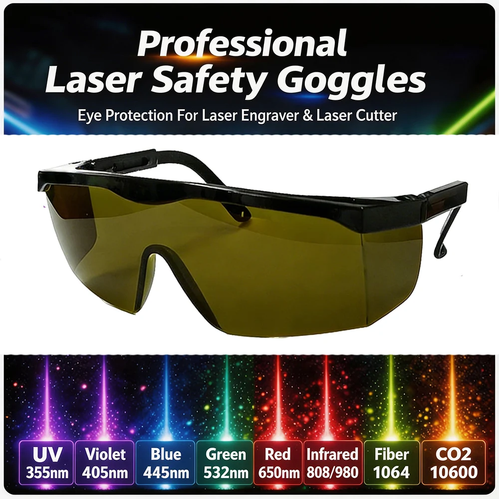 

Laser Safety Glasses for 532nm 1064nm Laser Machine Engraver Cutter Fiber DIY Workshop Users Multi Range Goggles