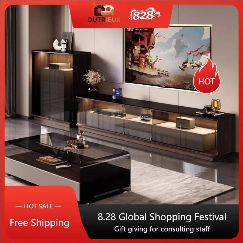 Nordic Glass Tv Cabinet Black Storage Design Apartments Living Room Tv Cabinet Luxury Display Fernsehr Schrank Furniture Home
