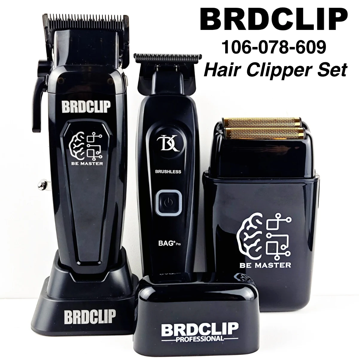 BRDCLIP 106 DK078 609 Professional Hair Clipper High Motor Electric Cordless Trimmer DLC Blade with Charging Base Barbeador Men