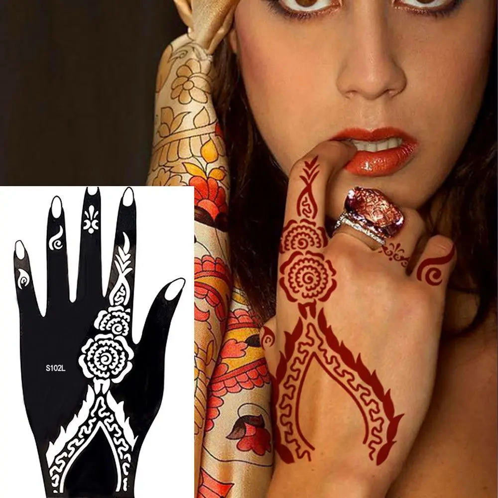 Professional Hand Foot Wedding Tool India Flower Henna Stencil Template Body Art Sticker Tattoo Stencil
