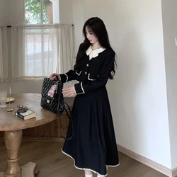 Xiaoxiangfeng Style Retro Slimming Versatile French Hepburn Style Patchwork Top and Skirt Two-piece Set for Women