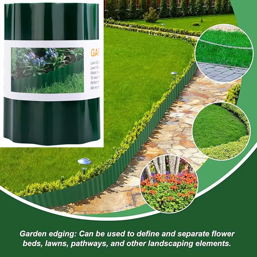 Corrugated Plastic Landscape Border, DIY Lawn Edging for Garden Vegetable & Flower Bed Decoration