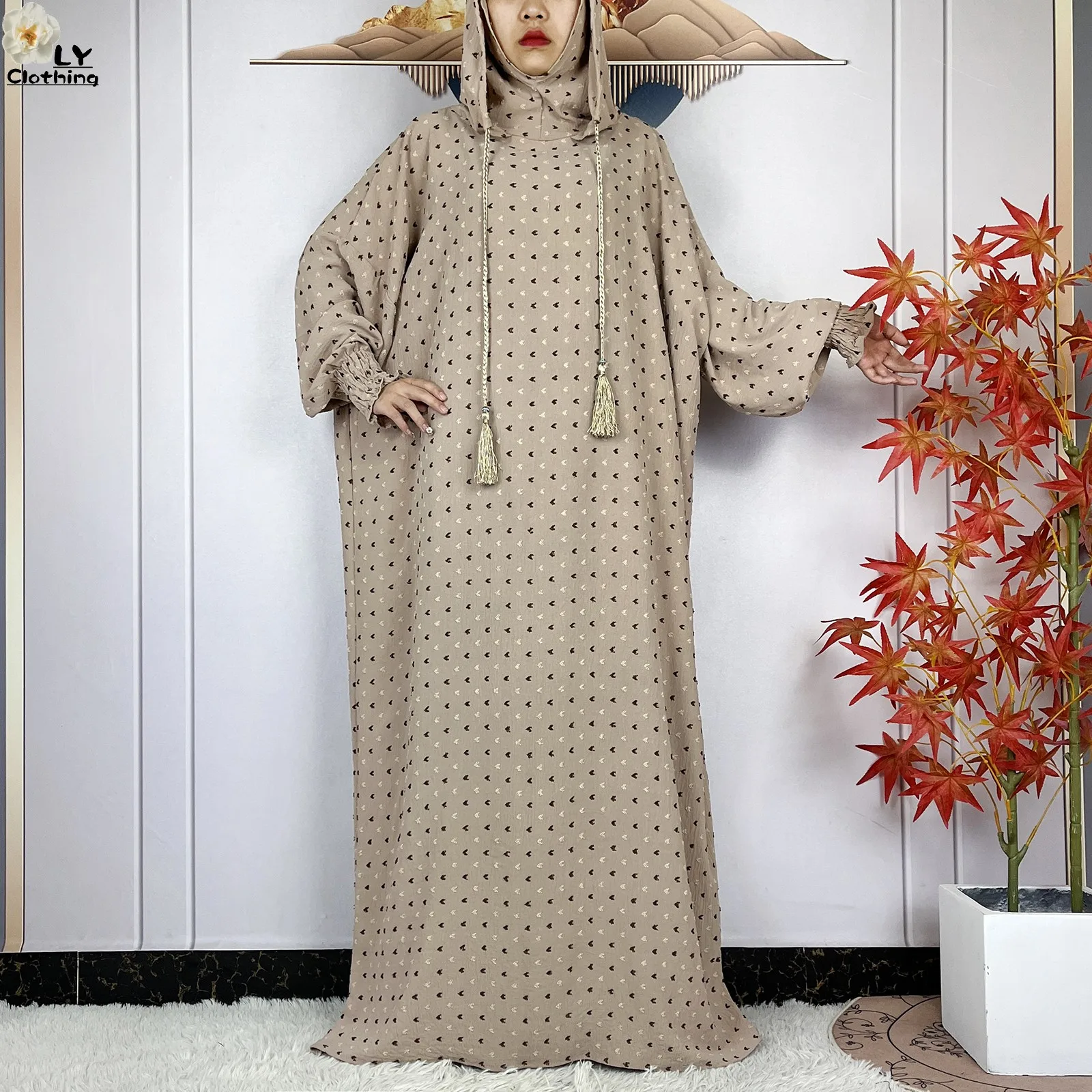 New Style Women Ramadan Prayer Clothes 2024 Dubai Turkey Islamic Clothing Casual Loose Robe Muslim Two-Hat Abaya Woman Dress