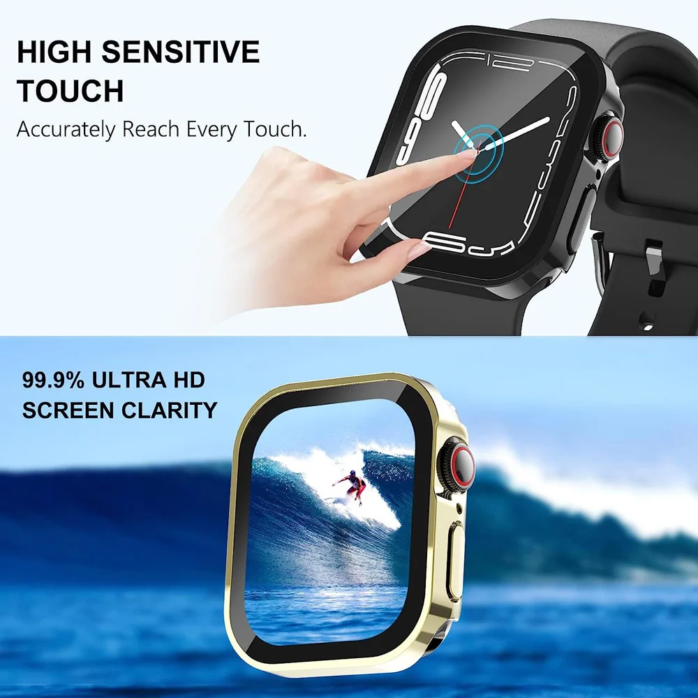 Waterproof Case For Apple Watch Series 9 8 7 Ultra 49mm 45mm 41mm Screen Protector For IWatch 4 5 SE 6 44mm 40mm Back Cover