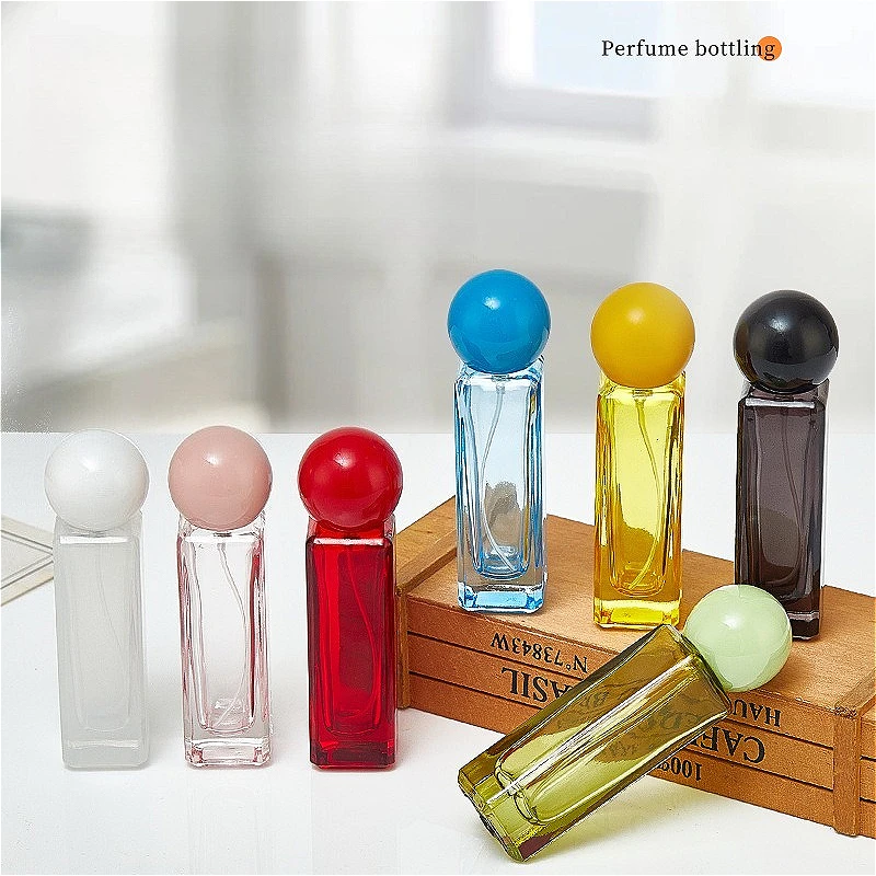 30ml 컬러 유리 화장품 병 누수 방지, 리필 가능한 펌프 스프레이 용기 향수 및 액체용