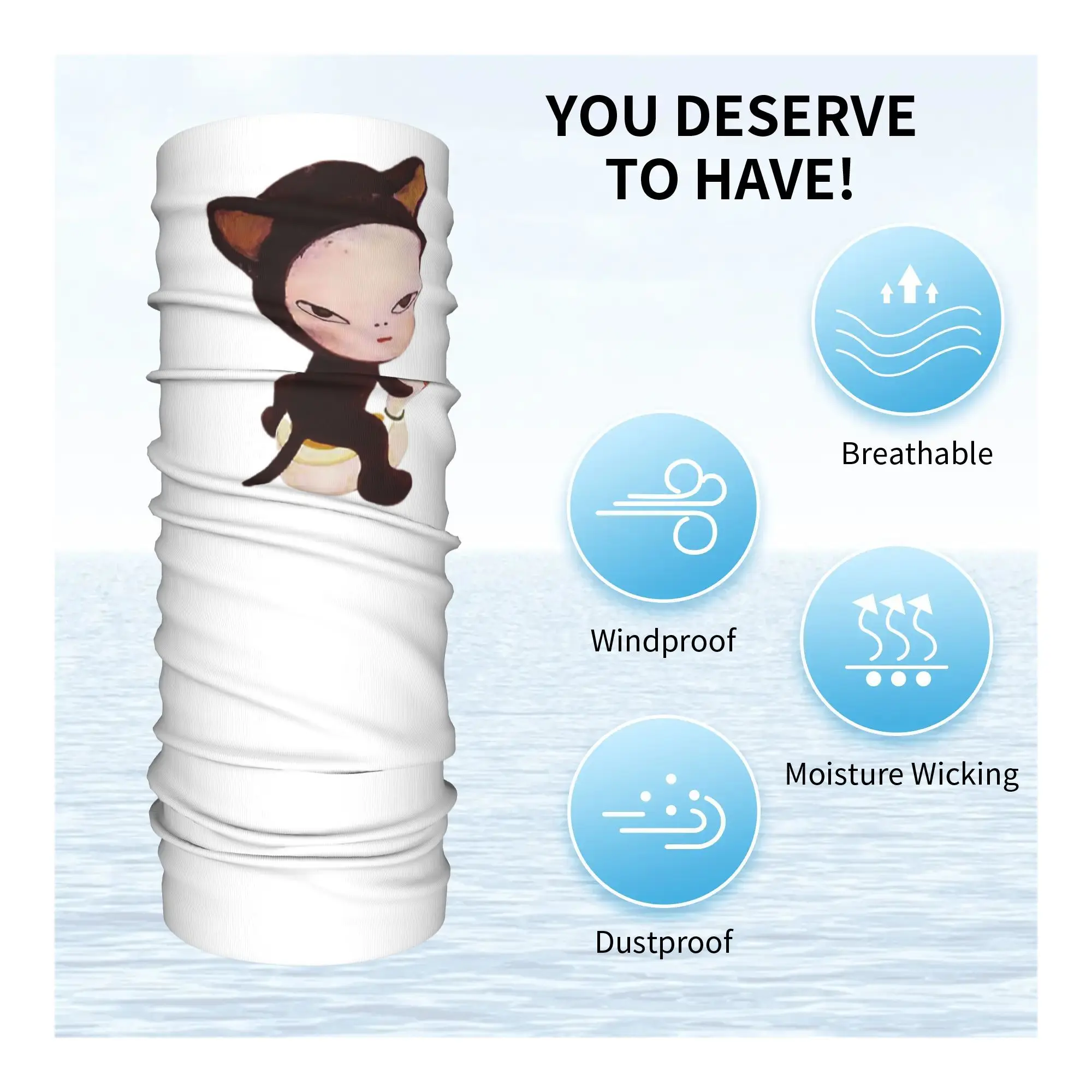 Yoshitomo نارا باندانا غطاء الرقبة المطبوعة التفاف وشاح متعدد الوظائف أغطية الرأس ركوب الخيل للجنسين الكبار كل موسم