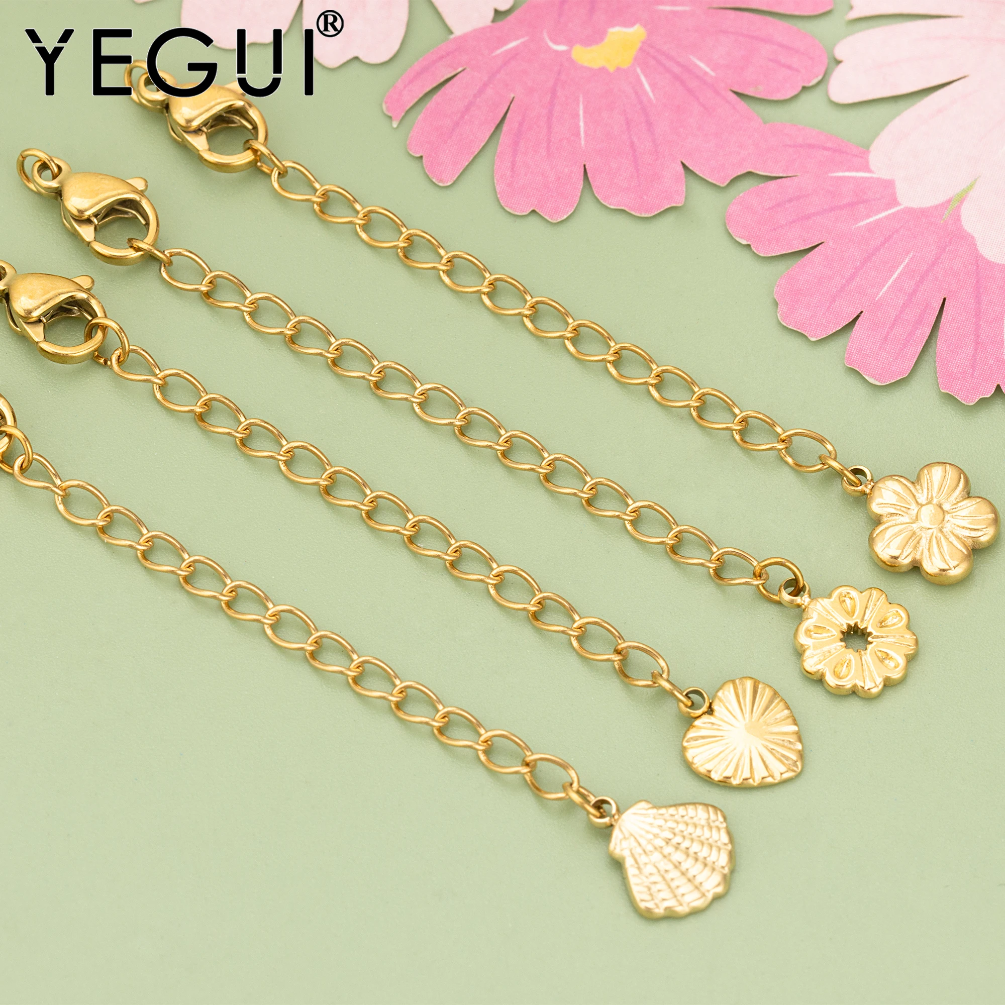 

YEGUI ME45,jewelry accessories,316L stainless steel,pass REACH,nickel free,charms,extended chain,jewelry making,4pcs/lot