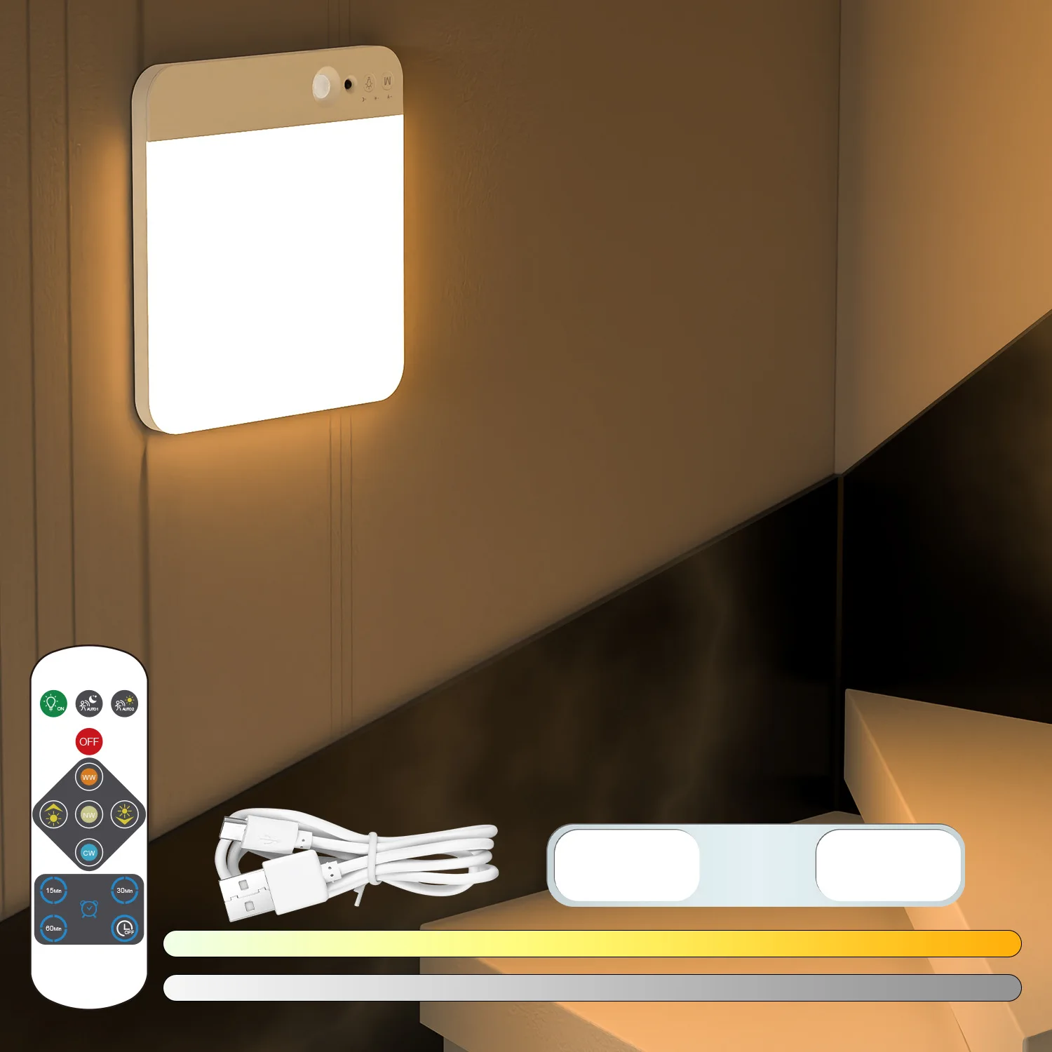 Smart Motion-Activated Ceiling Light Modern LED Light with USB Charging Port Magnetic Mount LED No Installation Required Wireles