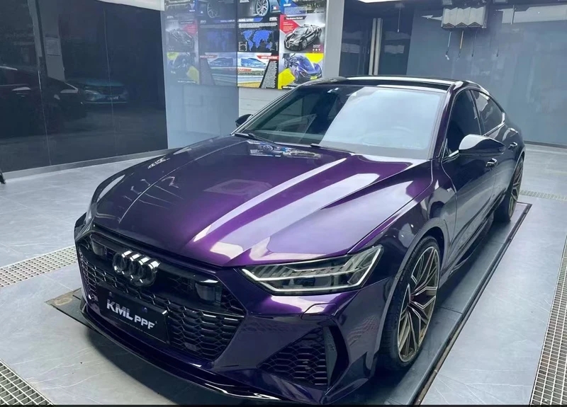 

Highest Quality Glossy Metallic Midnight Purple Vinyl Wrap Film Vehicle Car Wrapping Roll Adhesive Air Release