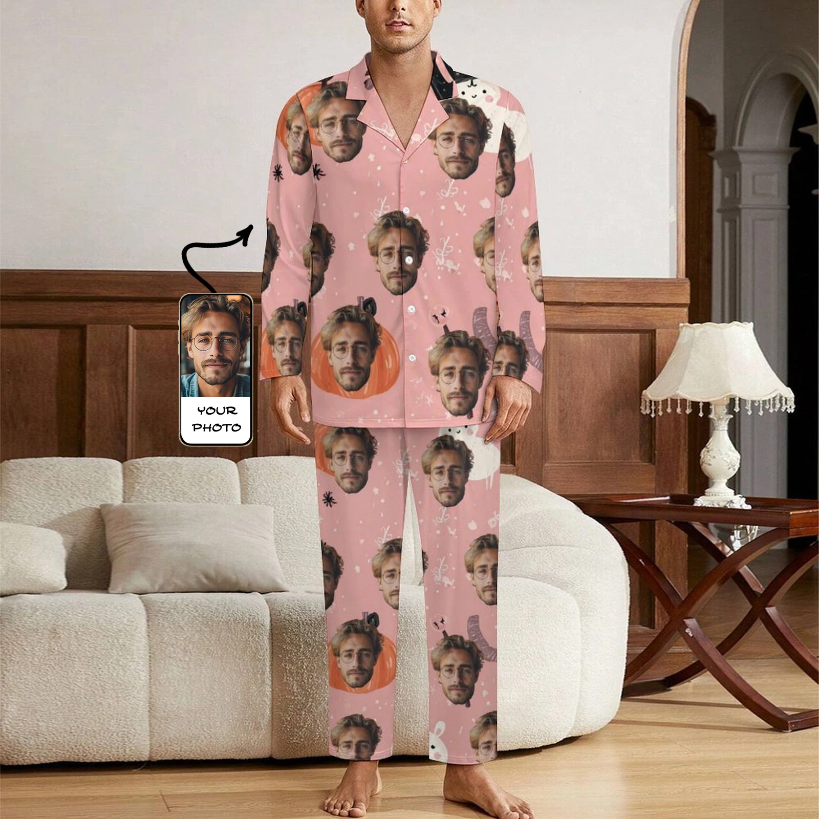 

Персонализированный семейный мужской пижамный комплект на Хэллоуин, костюм на Хэллоуин, пижамы на заказ, одинаковый костюм на Хэллоуин, подарок на Хэллоуин