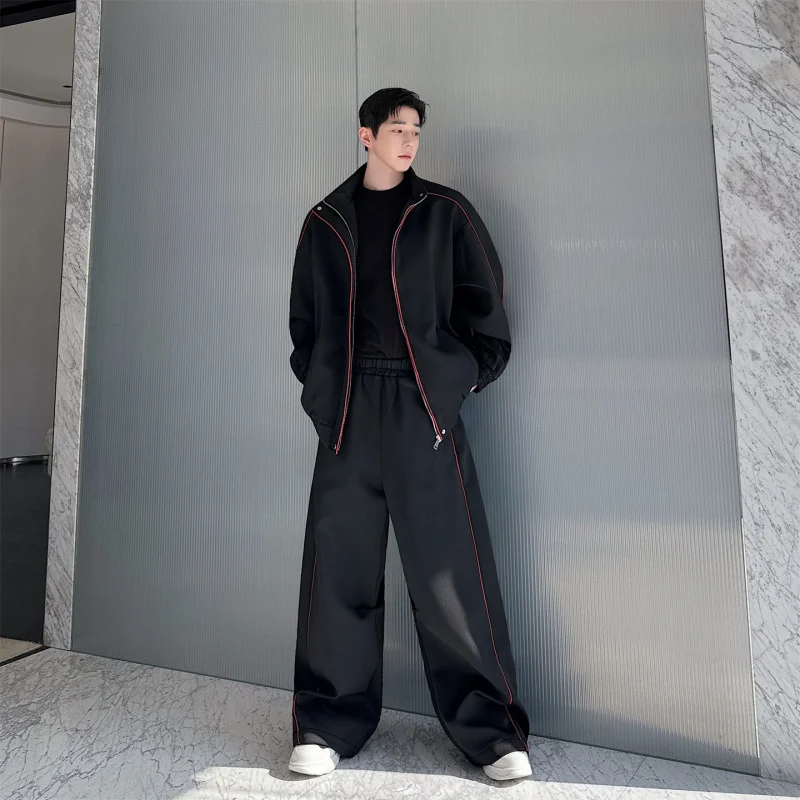 

Весенняя коллекция 2026: Мужской повседневный спортивный костюм — худи на молнии и брюки с широкими штанинами из полиэстера для подростков