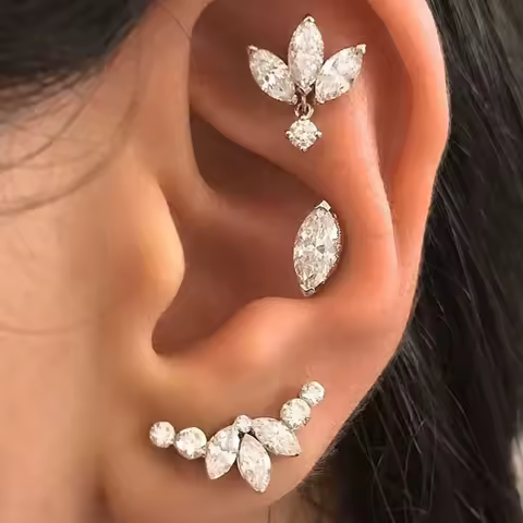 Korean Fashion Cubic Zirconia Yellow Silver Plated Stud Earring For Women Engagement Wedding Trendy Jewelry Gift Girls