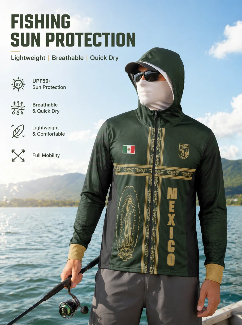 Cross‑border casual fishing jacket with breathable texture that shields glare and maintains airflow on long wild‑fishing trips